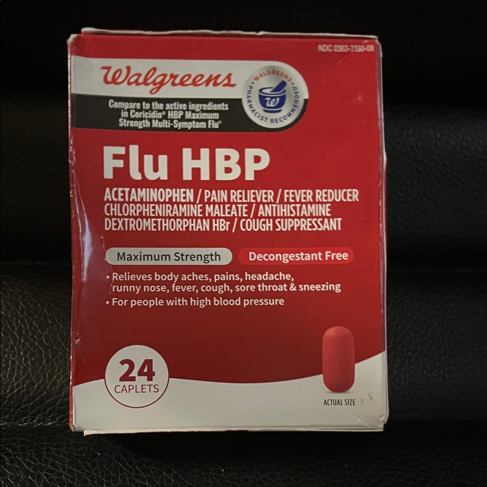 Walgreens Flu HBP Maximum Strength Caplets - Red